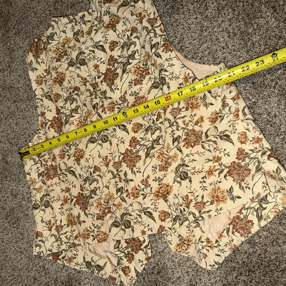Vintage Raffaella 1X Linen Cotton Floral 2 Pc Set Vest Top Wide Leg Shorts - Picture 6 of 12